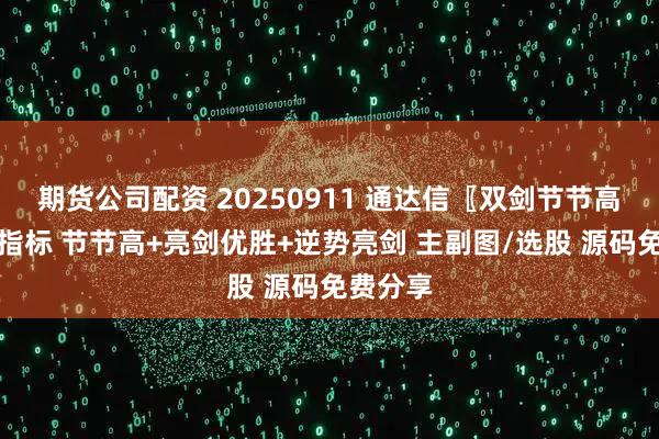 期货公司配资 20250911 通达信〖双剑节节高〗套装指标 节节高+亮剑优胜+逆势亮剑 主副图/选股 源码免费分享